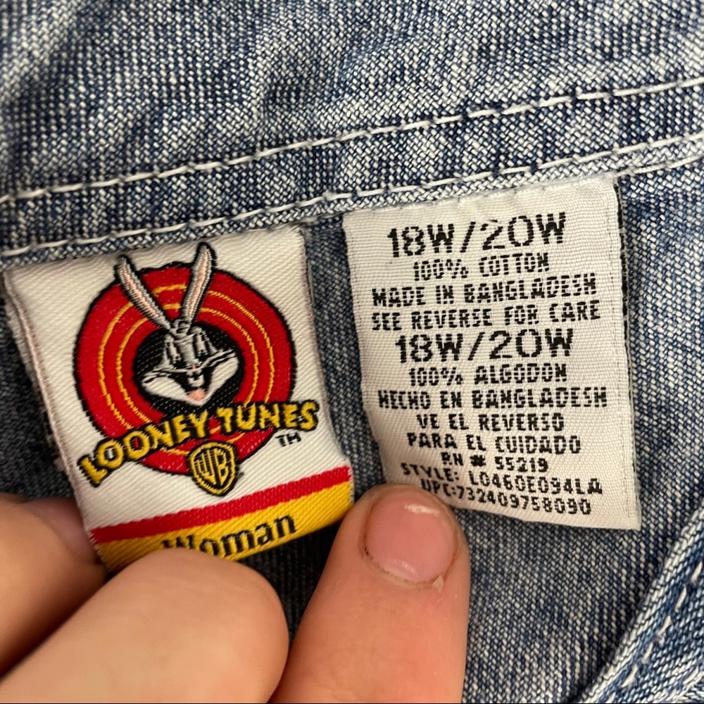 Warner Bros. Blue & White Looney Tunes Overalls - Picture 15 of 15